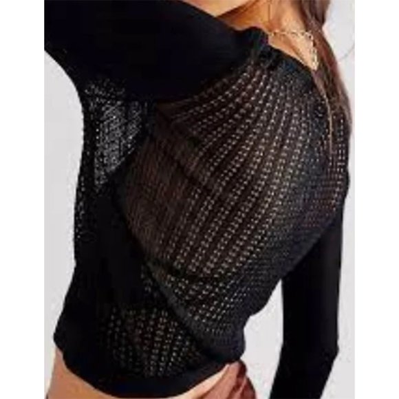 Free People H20 Crew Pullover Size Large in Black *Flawed* - Picture 2 of 12